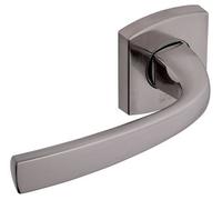 Vachette Poignée de Porte MUZE - Béquille et Rosace Carrée Solidarisées Bec de Cane - pour Portes Épaisseur 30 à 48mm - en Zamak - Carré 7mm - Garantie 10 Ans - Finition Platine