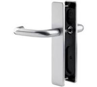 Vachette Poignée de Porte sur Grande Plaque BERCY - Version Bec de Cane Porte Cuisine/Salon, Entraxe 195 mm - Système de Pose Facile - en Zamak Résistant - Finition Argent - Garantie 10 Ans