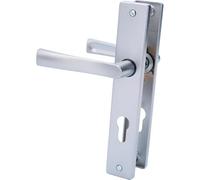 Vachette Poignée de Porte sur Grande Plaque FLEX, Version Cle I pour Porte d'Entrée/Cave/Bureau/Garage, Entraxe 195 mm, Système de Pose Facile,en Zamak Résistant,Finition Chrome Satin,Garantie 10 Ans