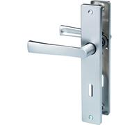 Vachette Poignée de Porte sur Grande Plaque FLEX - Version Cle L pour Porte de Chambre/Bureau, Entraxe 195 mm - Système de Pose Facile - en Zamak Résistant - Finition Chrome Satin - Garantie 10 Ans