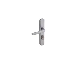 Vachette Poignée de Porte sur Plaque Sécumax One - Version Clé I, Entraxe 195 mm - Pose Facile - en Aluminium - Protecteur de Cylindre Inox Ajustable de 5 mm - Anodisé Argent - Garantie 10 Ans