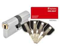 Vachette RADIALis - Cylindre de Serrure 42,5x42,5 mm Inox, Sécurité Maximale, pour Porte extérieure, porte d'entrée - 4 Clés Incopiables, Carte de Propriété