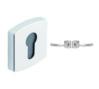 Vachette - Rosaces Carrées MUZE, SCULT, ARTIS Clé I Porte d'Entrée + Poignée de Porte Bec de Cane ARTIS + Set de Poignée de Fenêtre Indexage 90° - Finition Chrome Velours - Garantie 5/10 Ans