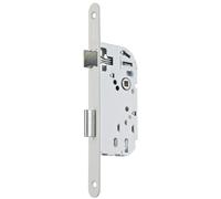 Vachette Serrure à Encastrer à clé, Axe à 40 mm, Coffre 135 mm - D15 - Réversible sans démontage, Têtière bouts ronds - Porte intérieure de communication, chambre, bureau - Blanc, Gâche, 1 Clé inclus