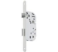 Vachette Serrure à Encastrer à Condamnation, Axe à 40 mm, Coffre 135 mm - D13 - Réversible sans démontage, Têtière bouts ronds - Pour Porte de Salle de Bain et WC- Blanc, Gâche inclus