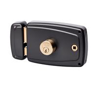 Vachette Serrure en applique horizontale à fouillot Gauche, Série PS, pour Porte d'Entrée - 674BQ60/SC G - Sûreté à cylindre 5 goupilles, Axe à 60 mm, Utilisation avec poignée carré 6mm, 3 Clés, Gris