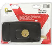 Vachette - Serrure en applique, Horizontale à tirage Gauche, Série PS, pour Porte d'Entrée - 674CC70/SC G - Sûreté à cylindre 5 goupilles, Axe à 70 mm, Ouverture Cor de chasse, 3 Clés - Gris