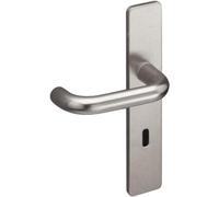Vachette Set de Poignée de Porte sur Grande Plaque BERCY - Version Clé L pour Chambre et Bureau - Entraxe 195 mm - Système de Pose Facile - Garantie 10 ans - en Aluminium anodisé Argent