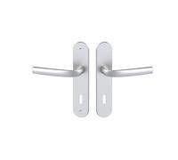 Vachette Set de Poignée de Porte sur Grande Plaque Logio - Version Clé L Porte de Chambre et Bureau - Entraxe 165 mm - Système de Pose Facile - Garantie 10 ans - en Aluminium anodisé Argent