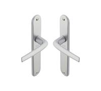 Vachette Set de poignée de porte MONDIAL - Bec de cane, entraxe 165 mm, finition argent