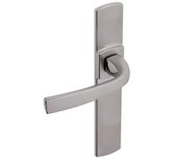 Vachette Set de Poignée de Porte sur Grande Plaque MUZE - Version Clé L, Porte de Chambre, Bureau - Entraxe 195 mm - Système de Pose Facile - Zamak Résistant - Finition Platine - Garantie 10 Ans
