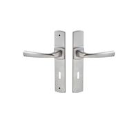 Vachette Set de Poignée de Porte sur Grande Plaque MUZE - Version Clé L, Porte de Chambre, Bureau - Entraxe 195mm - Système de Pose Facile - Zamak Résistant - Finition Chrome Velours - Garantie 10 Ans