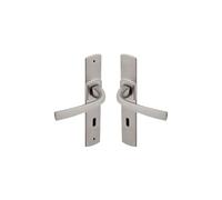 Vachette Set de Poignée de Porte sur Grande Plaque MUZE - Version Clé L, Porte de Chambre, Bureau - Entraxe 195 mm - Système de Pose Facile - Zamak Résistant - Finition Platine - Garantie 10 Ans