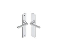 Vachette Set de Poignée de Porte sur Grande Plaque RIVIERA - Version Bec de Cane Porte Cuisine et Salon - Entraxe 195 mm - Garantie 10 ans - en Aluminium Résistant - Finition Champagne