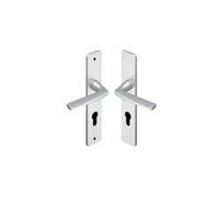 Vachette Set de Poignée de Porte sur Grande Plaque RIVIERA - Version Clé L - Porte de Chambre, Bureau - Entraxe 195 mm - Système de Pose Facile - Garantie 10 ans - Aluminium Résistant, Finition Argent