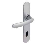 Vachette Set de Poignée de Porte sur Grande Plaque SLIM - Version Clé I pour Porte d’Entrée - Entraxe 195 mm - Système de Pose Facile - Garantie 10 ans - Zamak Résistant, Finition Chrome Satin