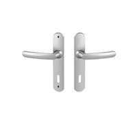 Vachette Set de Poignée de Porte sur Grande Plaque SLIM - Version Clé L - Porte de Chambre, Bureau - Entraxe 195 mm - Système Pose Facile - Garantie 10 ans - Chrome Résistant - Finition Chrome Satin