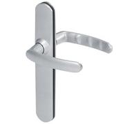 Vachette Set de Poignée de Porte sur Grande Plaque SLIM - Version Condamnation pour Salle de Bain, WC - Entraxe 195 mm - Système Pose Facile - Garantie 10 ans - Zamak Résistant, Finition Chrome Satiné