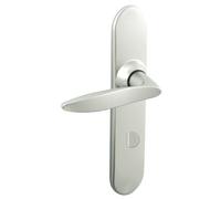Vachette Set de Poignée de Porte sur Grande Plaque TWIST - Version Condamnation Salle de Bain et WC - Entraxe 195 mm - Système Pose Facile - Garantie 10 ans - Zamak Résistant - Finition Chrome Velours