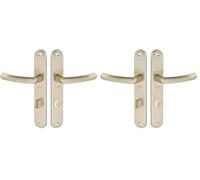 Vachette Set de Poignée de Porte sur Grande Plaque - Version à Condamnation Portes WC/SDB, Entraxe 195mm - Système de Pose Facile - en Aluminium Résistant - Finition Champagne - Garantie 2 Ans
