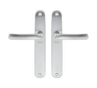 Vachette Set de Poignée de Porte sur Grande Plaque - Version Bec de Cane Porte Cuisine/Salon, Entraxe 195 mm - Système de Pose Facile - en Aluminium Résistant - Finition Argent - Garantie 2 Ans