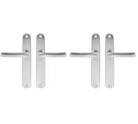 Vachette Set de Poignée de Porte sur Grande Plaque - Version Bec de Cane Porte Cuisine/Salon, Entraxe 195 mm - Système de Pose Facile - en Aluminium Résistant - Finition Argent - Garantie 2 Ans