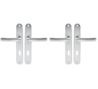 Vachette Set de Poignée de Porte sur Grande Plaque - Version Clé L, Porte de Chambre, Bureau - Entraxe 195 mm - Système de Pose Facile - Aluminium Résistant - Finition Argent - Garantie 2 Ans