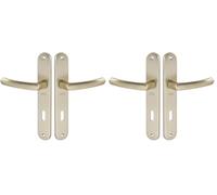 Vachette Set de Poignée de Porte sur Grande Plaque - Version Clé L, Porte de Chambre, Bureau - Entraxe 195 mm - Système de Pose Facile - Aluminium Résistant - Finition Champagne - Garantie 2 Ans