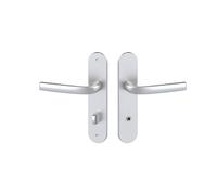 Vachette Set de Poignée de Porte sur Petite Plaque Logio - Version Condamnation pour Porte de Salle de Bain et WC - Entraxe 165 mm - Système de Pose Facile - Garantie 10Ans - Aluminum Résistant-Argent