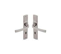 Vachette Set de Poignée de Porte sur Petite Plaque MUZE - Version Cle L Porte Cuisine/Salon, Entraxe 165 mm - Système de Pose Facile - en Zamak Résistant - Finition Platine- Garantie 10 Ans