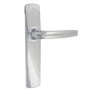 Vachette Set de Poignée de Porte sur Petite Plaque RIV-ANGERS - Version Clé L Porte de Chambre et Bureau - Entraxe 165 mm - Pose Facile - Garantie 10 ans - en Chrome Résistant, Finition Miroir