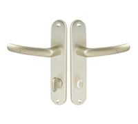 Vachette Set de Poignée de Porte sur Petite Plaque - Version à Condamnation Portes WC/SDB, Entraxe 165 mm - Système de Pose Facile - en Aluminium Résistant - Finition Champagne - Garantie 2 Ans