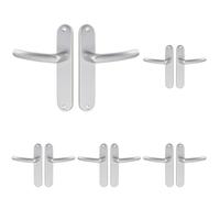 Vachette Set de Poignée de Porte sur Petite Plaque - Version Bec de Cane Porte Cuisine/Salon, Entraxe 165 mm - Système de Pose Facile - en Aluminium Résistant - Finition Argent - Garantie 2 Ans