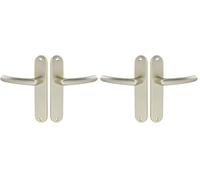 Vachette Set de Poignée de Porte sur Petite Plaque - Version Bec de Cane Porte Cuisine/Salon, Entraxe 165 mm - Système de Pose Facile - Aluminium Résistant - Finition Champagne - Garantie 2 Ans