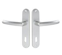 Vachette Set de Poignée de Porte sur Petite Plaque - Version Clé L, Porte de Chambre, Bureau - Entraxe 165 mm - Système de Pose Facile - Aluminium Résistant - Finition Argent - Garantie 2 Ans