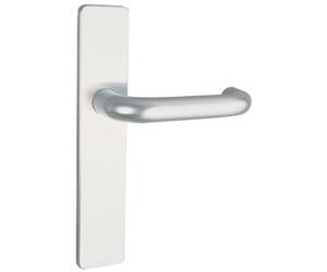 Vachette Set de Poignée de Porte sur Plaque BERCY - Version Clé I pour Porte Palière, Entraxe 195 mm - Installation Main Droite - Pose Facile - en Aluminium Anodisé - Finition Argent