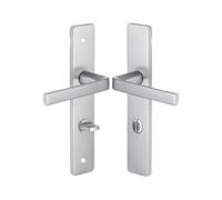 Vachette Poignée sur plaque KAZA – Condamnation WC/SDB – Entraxe 195 mm – Aluminium Argent