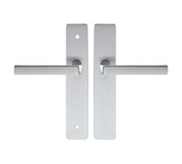 Vachette Set de Poignée de Porte sur Plaque KAZA - Version Bec de Cane pour Porte de Cuisine et Salon - Entraxe 195 mm - Matériau Aluminium Résistant - Garantie 10 Ans - Finition Argent