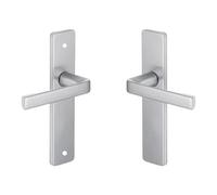 Vachette Set de Poignée de Porte sur Plaque KAZA - Version Bec de Cane pour Porte de Cuisine, Salon - Entraxe 165 mm - Matériau Aluminium Résistant - Garantie 10 Ans - Finition Argent