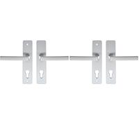 Vachette Set de Poignée de Porte sur Plaque KAZA - Version Clé I Porte d'Entrée/Cave/Abris de Jardin à Cylindre - Entraxe 165 mm - Matériau Aluminium Résistant - Garantie 10 Ans - Finition Argent