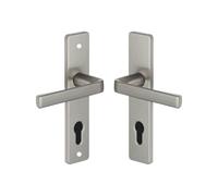 Vachette Set de Poignée de Porte sur Plaque KAZA - Version Clé I Porte Entrée/Cave/Abris de Jardin à Cylindre - Entraxe 165 mm - Matériau Aluminium Résistant - Garantie 10 Ans - Finition Anodinox