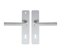 Vachette Set de Poignée de Porte sur Plaque KAZA - Version Clé L pour Porte de Chambre et de Bureau - Entraxe 165 mm - Matériau Aluminium Résistant - Garantie 10 Ans - Finition Argent