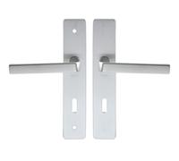 Vachette Set de Poignée de Porte sur Plaque KAZA - Version Clé L pour Porte de Chambre et de Bureau - Entraxe 195 mm - Matériau Aluminium Résistant - Garantie 10 Ans - Finition Argent