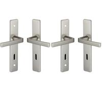 Vachette Set de Poignée de Porte sur Plaque KAZA - Version Clé L pour Porte de Chambre et de Bureau - Entraxe 195 mm - Matériau Aluminium Résistant - Garantie 10 Ans - Finition Anodinox (Lot de 2)