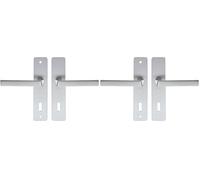 Vachette Set de Poignée de Porte sur Plaque KAZA - Version Clé L pour Porte de Chambre et de Bureau - Entraxe 165 mm - Matériau Aluminium Résistant - Garantie 10 Ans - Finition Argent (Lot de 2)