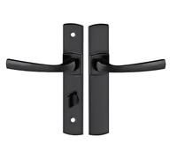 Vachette Set de Poignée de Porte sur Plaque MUZE - Version à Condamnation Portes WC/SDB, Entraxe 195 mm - Système de Pose Facile - Matériau Zamak Résistant - Finition Onyx Noir - Garantie 10 Ans