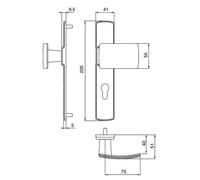Vachette Set de Poignée de Porte sur Plaque MUZE - Version Clé I pour Porte Palière, Entraxe 195 mm - Pose Facile - en Zamak - Vis Extérieures Invisibles - Finition Platine - Garantie 10 Ans