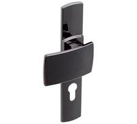 Vachette Set de Poignée de Porte sur Plaque MUZE - Version Clé I pour Porte Palière, Entraxe 195 mm - Pose Facile - en Zamak - Vis Extérieures Invisibles - Finition Diamant Noir - Garantie 10 Ans