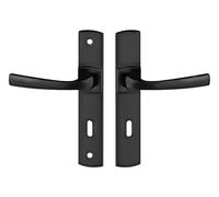 Vachette Set de Poignée de Porte sur Plaque MUZE - Version Clé L, Porte de Chambre, Bureau - Entraxe 195 mm - Système de Pose Facile - Zamak Résistant - Finition Onyx Noir - Garantie 10 Ans