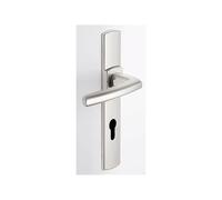 Vachette Set de Poignée de Porte sur Plaque SCULT - Version Clé I pour Porte d'Entrée/Cave/Abris de Jardin - Entraxe 195 mm - Matériau Zamak Résistant - Garantie 10 Ans - Finition Chrome Velours